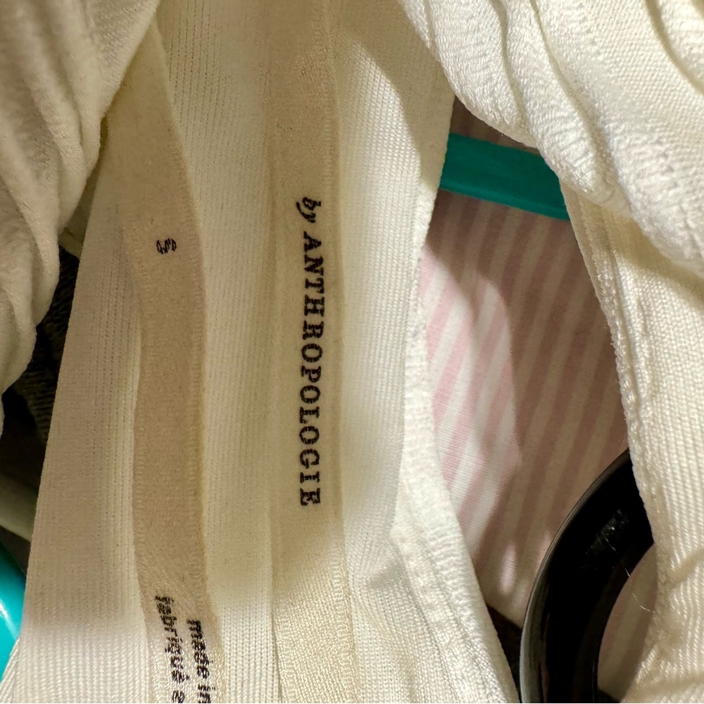 Anthropologie White Ribbed Cut Out Tank Top - Picture 2 of 5